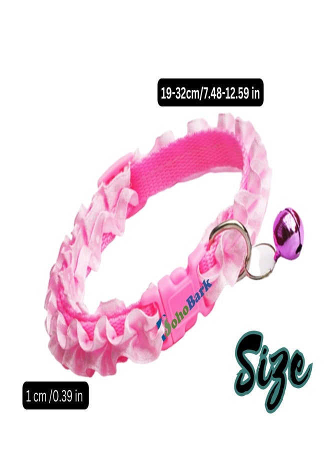 BohoBark Dog and cat Collar Puppy Necklace with Bell Charm for Small Unique Frill Design Colar for Dogs Pack of 1 (Pink, Dog Unique Design Collar (ribben)) - Image 2